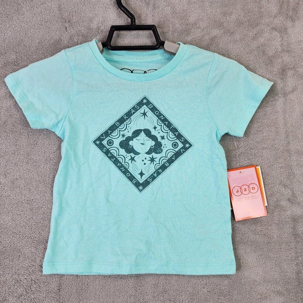Unisex Kids Blue Shirt JZD Vibras Bonita Short Sleeve Latino Heritage Size 3T